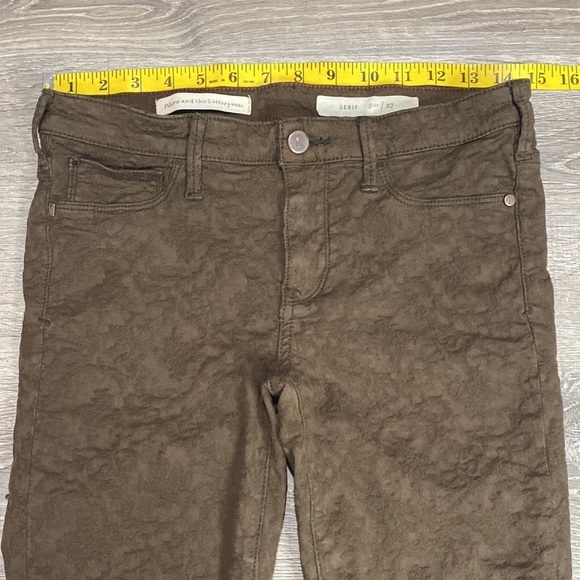 PILCRO AND THE LETTERPRESS SERIF TEXTURED SKINNY PANTS IN BROWN Women’s SZ 27 - Picture 8 of 12